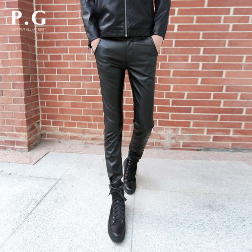 Pantalon cuir homme serré pour jeunesse printemps - Ref 1493604