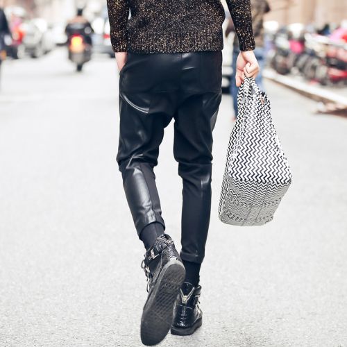 Pantalon cuir homme pantalons fuselés pour adolescent automne - Ref 1493728