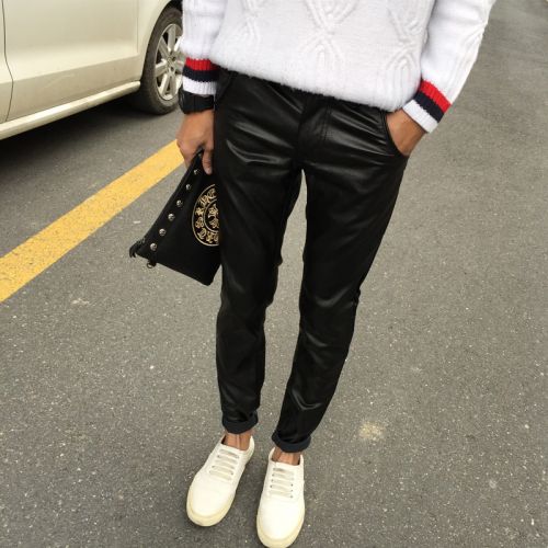 Pantalon cuir homme serré pour jeunesse hiver - Ref 1493776