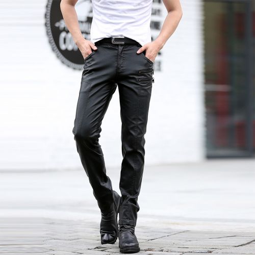 Pantalon cuir homme droit pour jeunesse YANMAIAISI PU automne - Ref 1493789