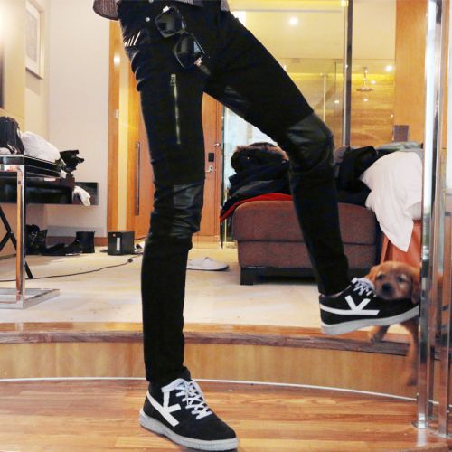 Pantalon cuir homme serré pour adolescent automne - Ref 1493798