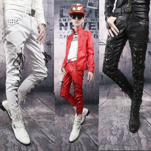 Pantalon cuir homme serré pour jeunesse automne - Ref 1493803