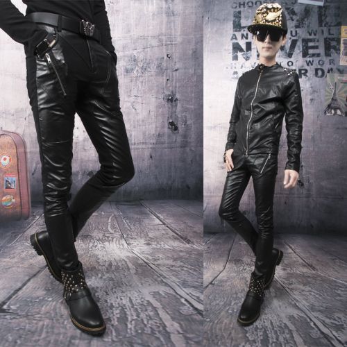 Pantalon cuir homme serré pour jeunesse hiver - Ref 1493808