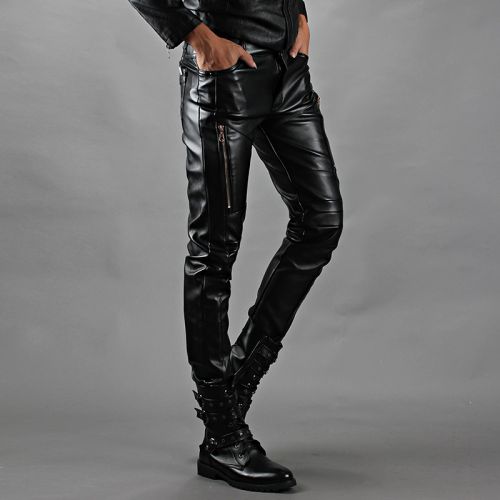Pantalon cuir homme serré pour adolescent PU hiver - Ref 1493821