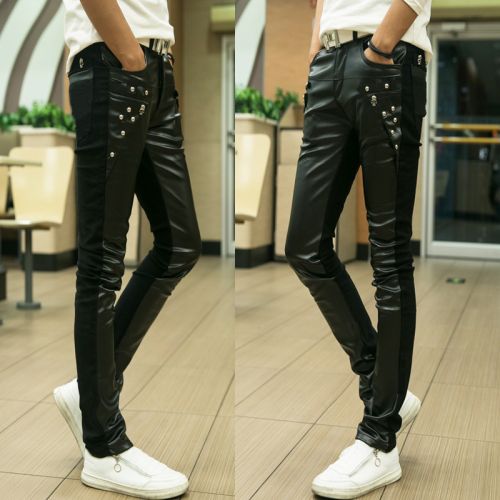Pantalon cuir homme serré pour jeunesse automne - Ref 1493927