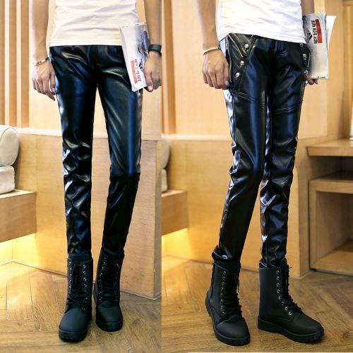 Pantalon cuir homme pantalons fuselés pour jeunesse PU automne - Ref 1493991