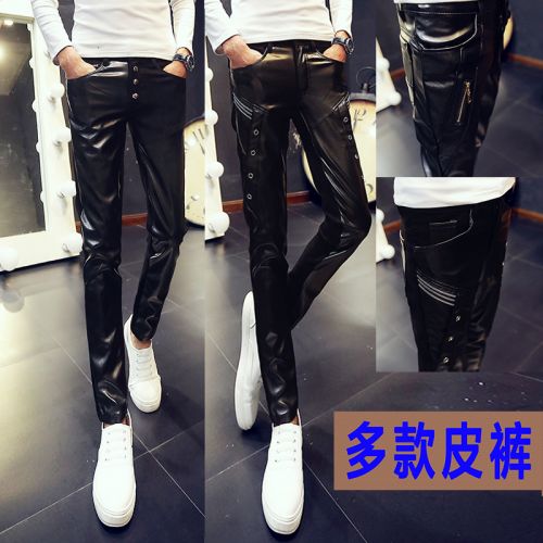 Pantalon cuir homme serré pour jeunesse printemps - Ref 1494036