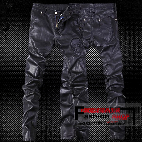 Pantalon cuir homme serré pour jeunesse automne - Ref 1494167