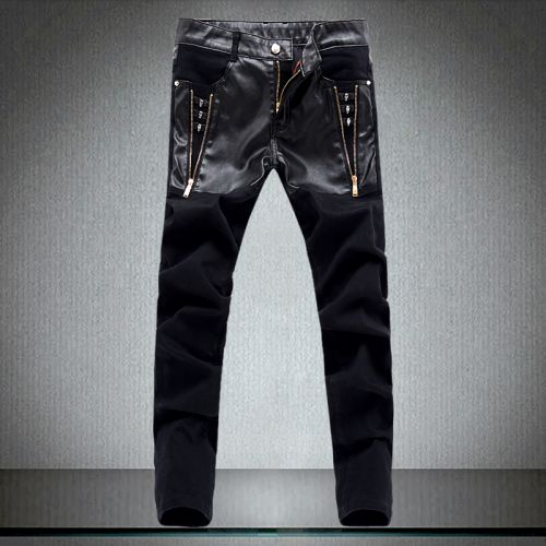 Pantalon cuir homme serré pour jeunesse printemps - Ref 1494219