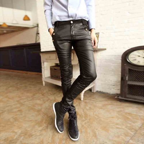 Pantalon cuir homme serré pour jeunesse PU printemps - Ref 1494257
