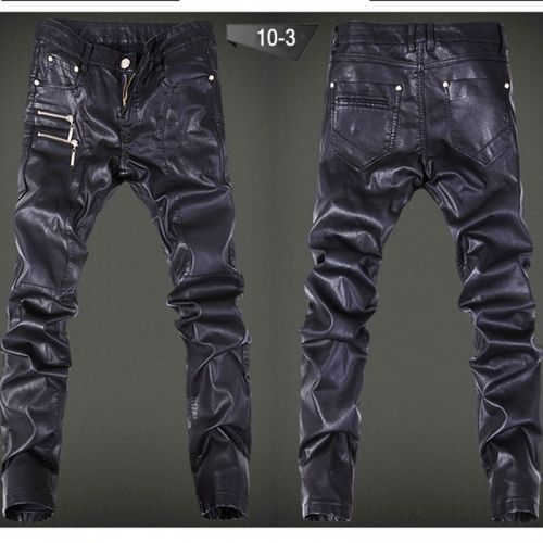 Pantalon cuir homme serré pour jeunesse printemps - Ref 1494265