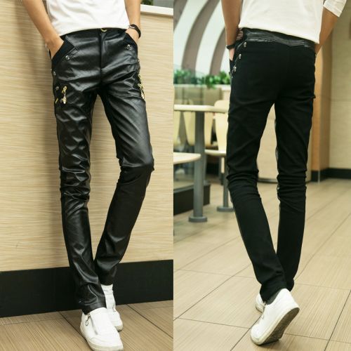 Pantalon cuir homme serré pour adolescent printemps - Ref 1494859