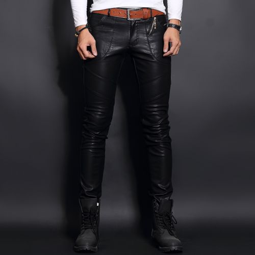 Pantalon cuir homme serré pour jeunesse automne - Ref 1494899