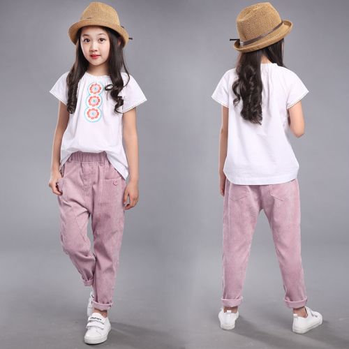 Pantalon fille en Toile de coton - Ref 2060401