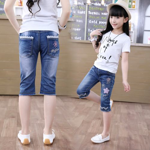 Pantalon fille jeans en toile - Ref 2060477