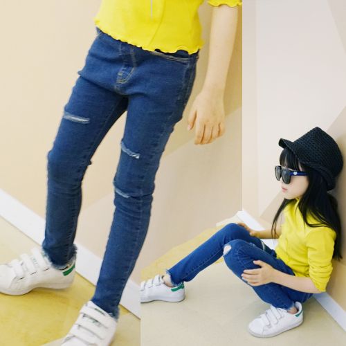 Pantalon fille jeans en toile - Ref 2060603