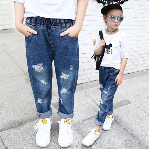 Pantalon fille Nouveau pantalons en denim trou - Ref 2061071