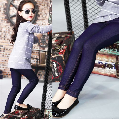 Pantalon fille jeans en Toile de coton - Ref 2061804