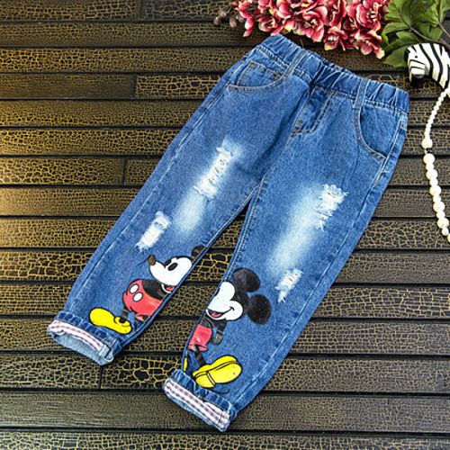 Pantalon fille jeans en toile - Ref 2062184