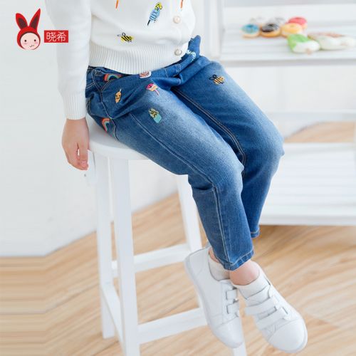 Pantalon fille jeans en Toile de coton - Ref 2064000