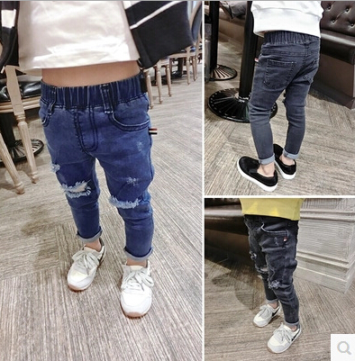 Pantalon garçon jeans trou XW enfants en toile - Ref 2054436