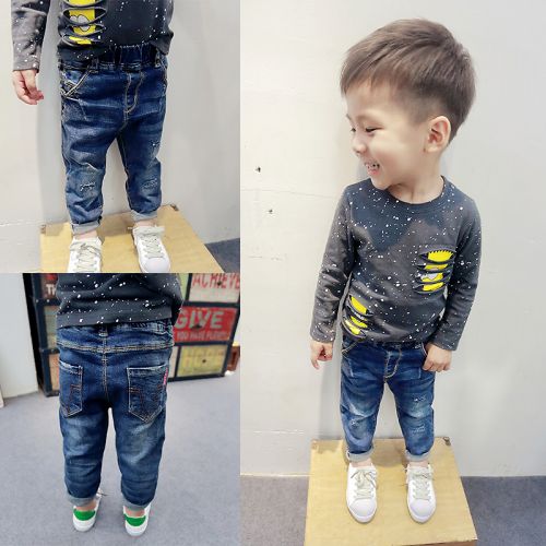  Pantalon garçon en Coton denim bombe - Ref 2054617