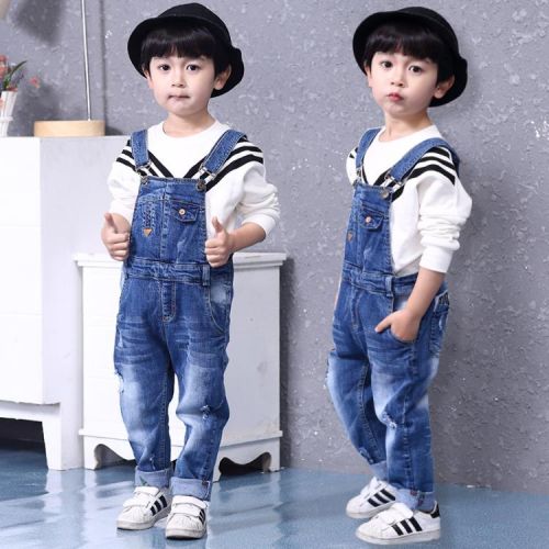 Pantalon garçon salopettes en denim toile - Ref 2055449