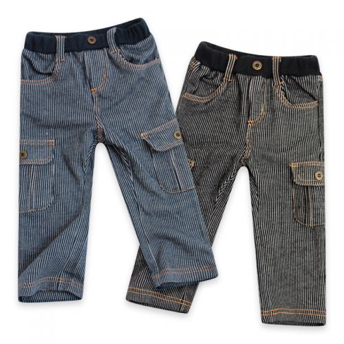 Pantalon garçon pantalon rayé Denim en Toile de coton - Ref 2055802