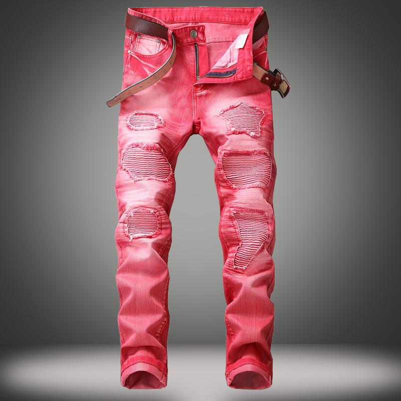 Pantalon jean coupe droite multicolore - Ref 3425811