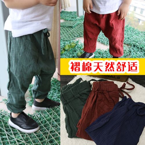 Pantalon pour garçons et filles en lin - Ref 2058457