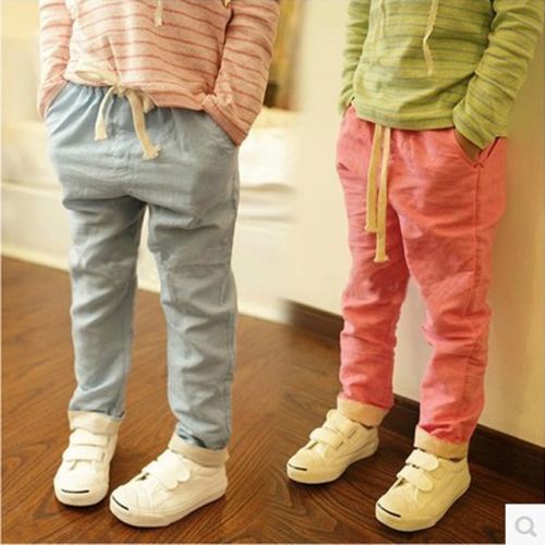 Pantalon pour garçons et filles en coton lin - Ref 2059191