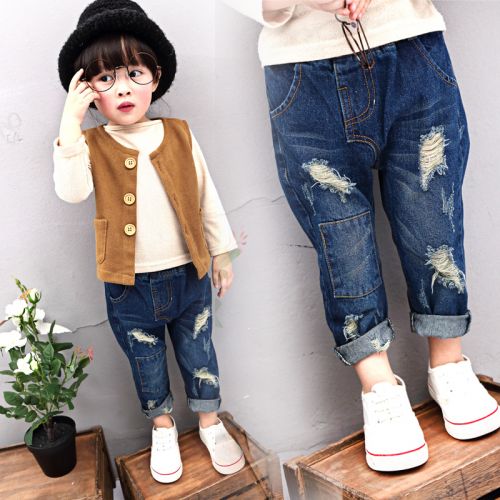 Pantalon pour garçons et filles jeans en coton denim - Ref 2060312