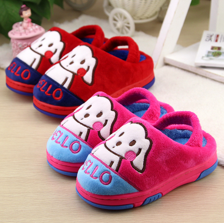 Pantoufles enfants en pour hiver - semelle caoutchouc naturel Ref 1003744