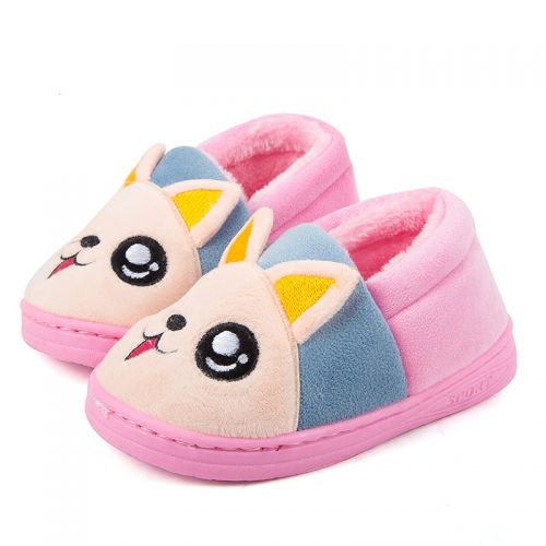 Pantoufles enfants en velours côtelé pour hiver - semelle caoutchouc naturel Ref 1003767