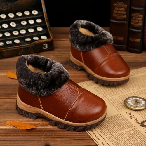 Pantoufles enfants en cuir pour hiver - Ref 1005341