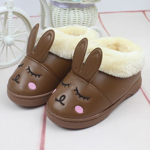 Pantoufles enfants en similicuir pour hiver - semelle caoutchouc Ref 1008080