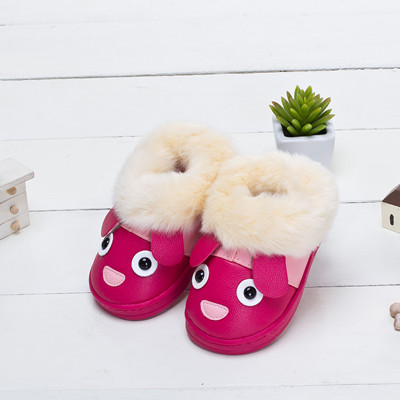 Pantoufles enfants en similicuir pour hiver - semelle caoutchouc antidérapant Ref 1009740