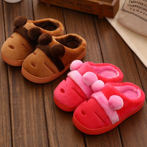 Pantoufles enfants en pour hiver - semelle caoutchouc Ref 1014452