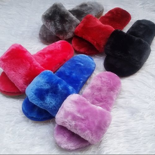 Pantoufles enfants en pour hiver - semelle caoutchouc Ref 1017710