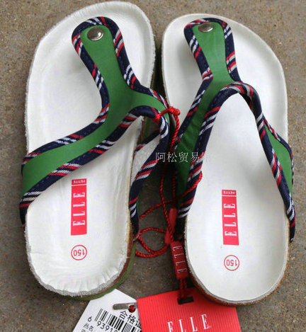 Pantoufles enfants en cuir ELLE pour été - semelle bois Ref 1019686