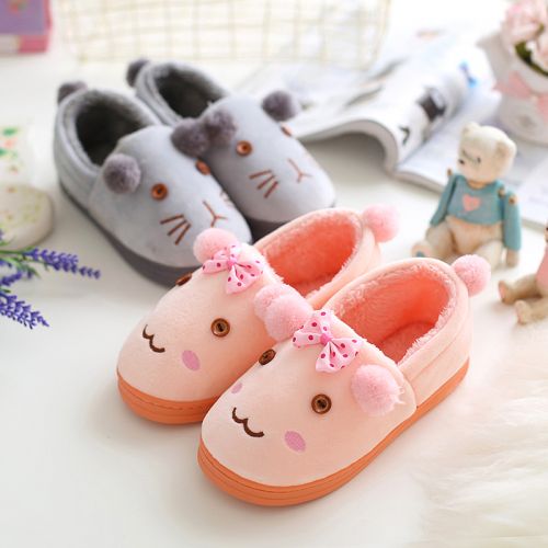 Pantoufles enfants en pour hiver - semelle caoutchouc naturel Ref 1032048