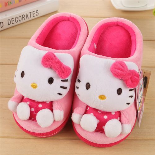 Pantoufles enfants en coton HELLO KITTY pour hiver - semelle caoutchouc antidérapant Ref 1032197