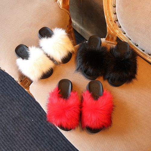 Pantoufles enfants en Cuir spatial pour hiver - semelle caoutchouc Ref 1033193