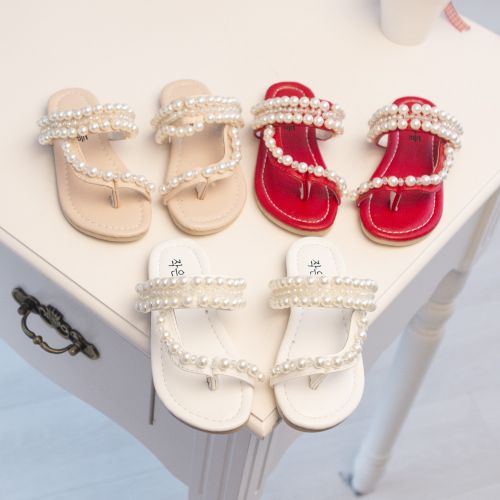 Pantoufles enfants en similicuir pour été - semelle caoutchouc Ref 1034142