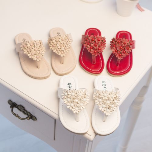 Pantoufles enfants en similicuir pour été - semelle caoutchouc Ref 1034173