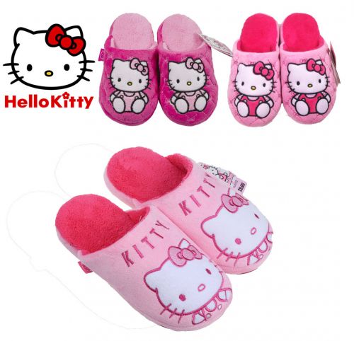 Pantoufles enfants en HELLO KITTY pour hiver - semelle caoutchouc Ref 1034207
