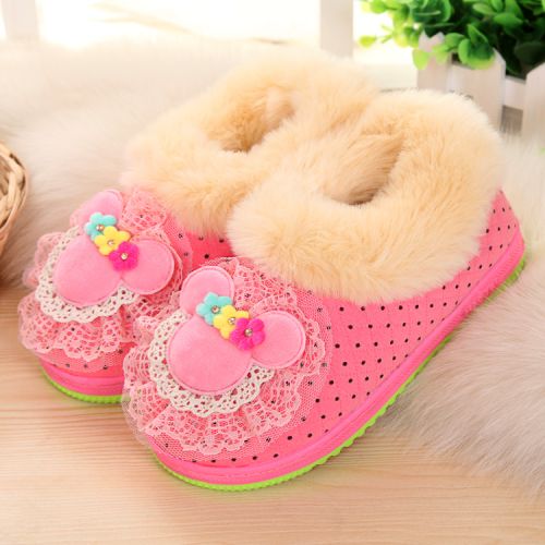 Pantoufles enfants en pour hiver - semelle caoutchouc Ref 1035421