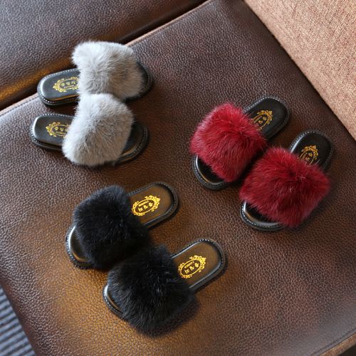 Pantoufles enfants en cuir synthétique pour hiver - semelle plastique Ref 1036095