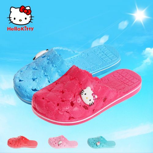 Pantoufles enfants en Cuir spatial HELLO KITTY pour été - semelle plastique Ref 1036128