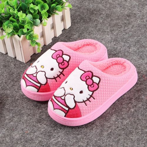 Pantoufles enfants en HELLO KITTY pour hiver - semelle caoutchouc Ref 1036159